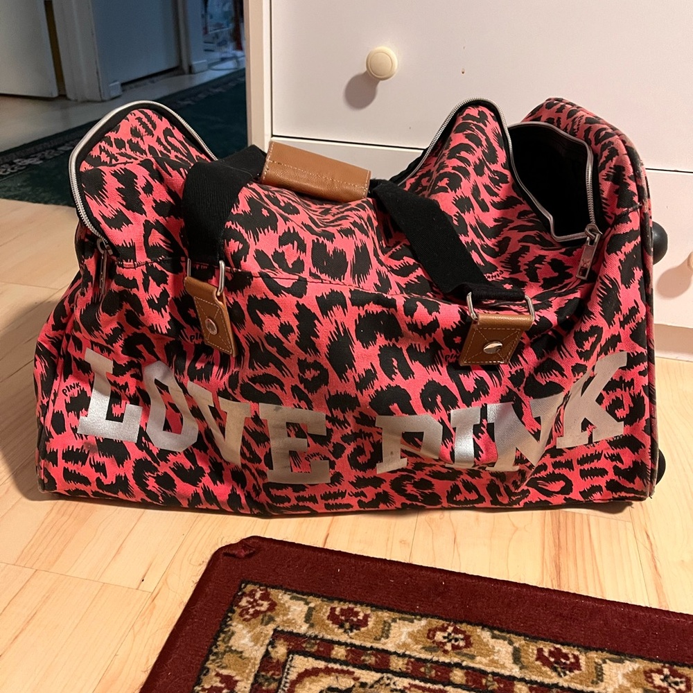PINK Victoria's Secret Pink Leopard Travel Bag suitcase duffle